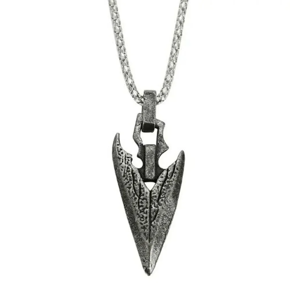 Antique Stainless Steel Arrowhead Dagger Pendant Necklace